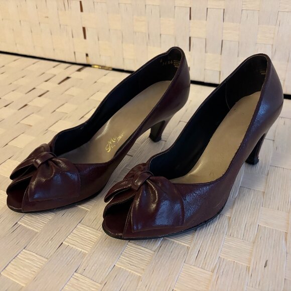 Vintage Mason Shoe Company Red Peeptoe Pumps with Bow - Picture 1 of 6